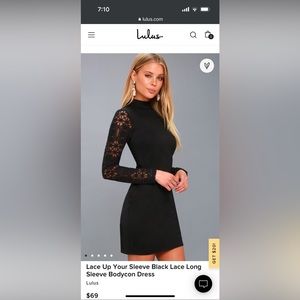 Black bodycon Lulus dress with lace long sleeves